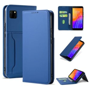 For Huawei Y5P / Honor 9S Strong Magnetism Liquid Feel Horizontal Flip Leather Case with Holder & Card Slots & Wallet(Blue) (OEM)