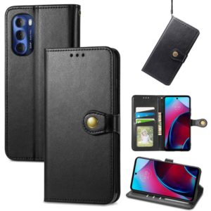 For Motorola Moto G Stylus 2022 5G Retro Solid Color Buckle Leather Phone Case(Black) (OEM)