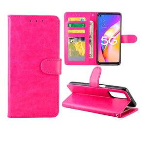 For OPPO A93 5G Crazy Horse Texture Leather Horizontal Flip Protective Case with Holder & Card Slots & Wallet & Photo Frame(Rose Red) (OEM)