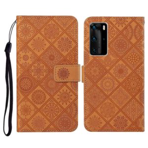 For Huawei P40 Pro Ethnic Style Embossed Pattern Horizontal Flip Leather Case with Holder & Card Slots & Wallet & Lanyard(Brown) (OEM)