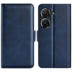 For Asus Zenfone 9 Dual-side Magnetic Buckle Horizontal Flip Leather Phone Case(Dark Blue) (OEM)
