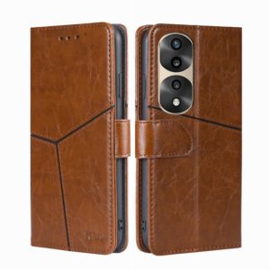 For Honor 70 Pro / 70 Pro+ Geometric Stitching Horizontal Flip Leather Phone Case(Light Brown) (OEM)