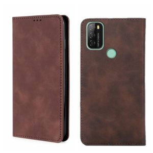 For Blackview A70 Skin Feel Magnetic Horizontal Flip Leather Phone Case(Dark Brown) (OEM)