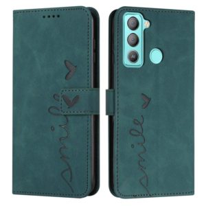 For Tecno POP 5 LTE Skin Feel Heart Pattern Leather Phone Case(Green) (OEM)
