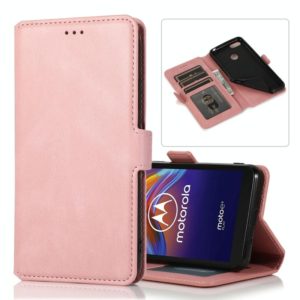 For Motorola Moto E6 Play Retro Magnetic Closing Clasp Horizontal Flip Leather Case with Holder & Card Slots & Photo Frame & Wallet(Rose Gold) (OEM)