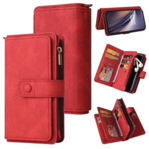 For OnePlus Nord CE 5G Skin Feel PU + TPU Horizontal Flip Leather Case With Holder & 15 Cards Slot & Wallet & Zipper Pocket & Lanyard(Red) (OEM)