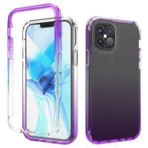 For iPhone 12 / 12 Pro Transparency PC Two-color Gradient Candy Color TPU Shockproof Phone Case (Purple) (OEM)