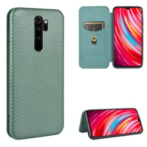 For Xiaomi Redmi Note 8 Pro Carbon Fiber Texture Horizontal Flip TPU + PC + PU Leather Case with Card Slot(Green) (OEM)