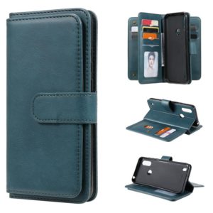 For Motorola Moto E6S 2020 Multifunctional Magnetic Copper Buckle Horizontal Flip Solid Color Leather Case with 10 Card Slots & Wallet & Holder & Photo Frame(Dark Green) (OEM)