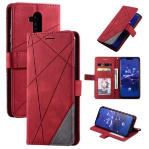 For Huawei Mate 20 Lite Skin Feel Splicing Horizontal Flip Leather Case with Holder & Card Slots & Wallet & Photo Frame(Red) (OEM)