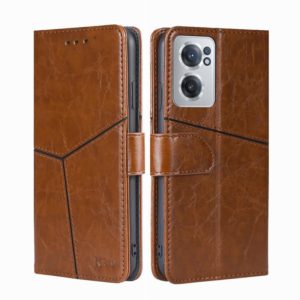 For OnePlus Nord CE 2 5G Geometric Stitching Horizontal Flip TPU + PU Leather Phone Case(Light Brown) (OEM)