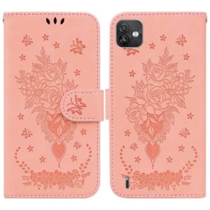 For Wiko Y82 Butterfly Rose Embossed Leather Phone Case(Pink) (OEM)