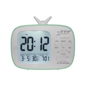 G179 Retro TV Alarm Clock Student Dormitory Bed Electronic Clock(Green English Version) (OEM)