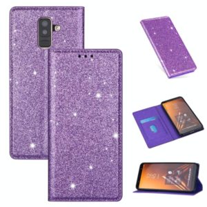 For Samsung Galaxy A6+ / J8 (2018) Ultrathin Glitter Magnetic Horizontal Flip Leather Case with Holder & Card Slots(Purple) (OEM)