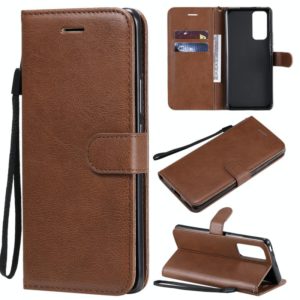 For Huawei Honor 30 Pro Solid Color Horizontal Flip Protective Leather Case with Holder & Card Slots & Wallet & Lanyard(Brown) (OEM)