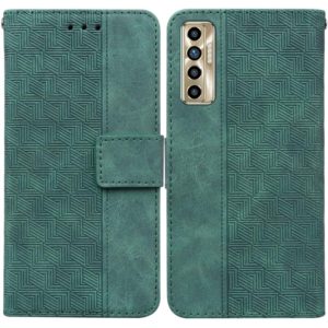 For Tecno Camon 17P Geometric Embossed Leather Phone Case(Green) (OEM)