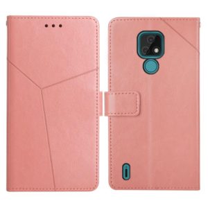 For Motorola Moto E7 Y Stitching Horizontal Flip Leather Phone Case with Holder & Card Slots & Wallet & Photo Frame(Rose Gold) (OEM)