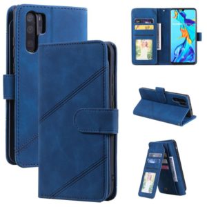 For Huawei P30 Pro Skin Feel Business Horizontal Flip PU Leather Case with Holder & Multi-Card Slots & Wallet & Lanyard & Photo Frame(Blue) (OEM)