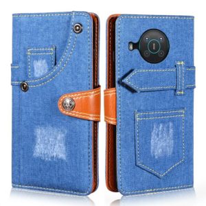 For Nokia X10 / X20 Denim Horizontal Flip Leather Case with Holder & Card Slot & Wallet(Dark Blue) (OEM)