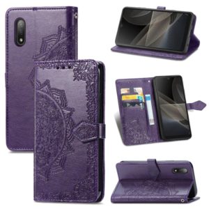 For Sony Xperia Ace II Mandala Flower Embossed Horizontal Flip Leather Case with Bracket / Card Slot / Wallet / Lanyard(Purple) (OEM)