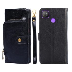 For Tecno Pop 4 Zipper Bag Leather Phone Case(Black) (OEM)