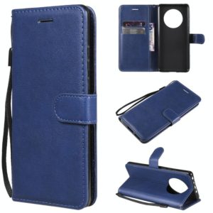 For Huawei Mate 40 Solid Color Horizontal Flip Protective Leather Case with Holder & Card Slots & Wallet & Photo Frame & Lanyard(Blue) (OEM)