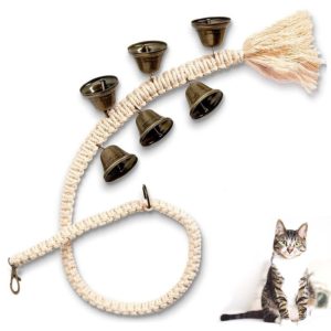 Dog Doorbell Dog Trainer Hanging Rope Funny Cat Toy,Style: Braided Open Mouth Bell - Bronze (OEM)