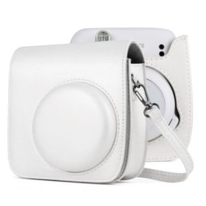 Solid Color Full Body Camera Leather Case Bag with Strap for FUJIFILM Instax mini 11 (White) (OEM)
