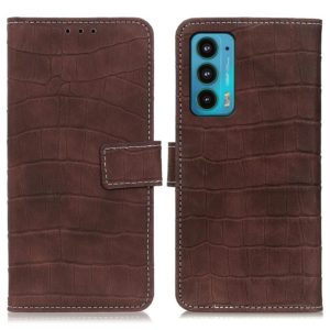 For Motorola Edge 20 Magnetic Crocodile Texture Horizontal Flip Leather Case with Holder & Card Slots & Wallet(Brown) (OEM)