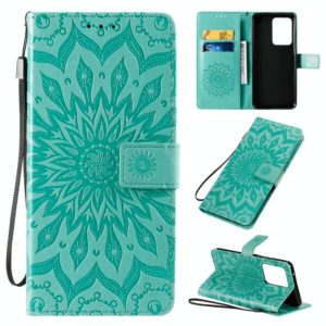 For Galaxy S20 Ultra Sun Print Horizontal Flip Protective Case with Holder & Card Slots & Wallet(Green) (OEM)