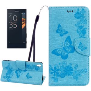 For Sony Xperia XA Ultra Butterflies Embossing Horizontal Flip Leather Case with Holder & Card Slots & Wallet & Lanyard(Blue) (OEM)