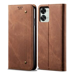 For OnePlus Nord 2T Denim Texture Leather Phone Case(Brown) (OEM)