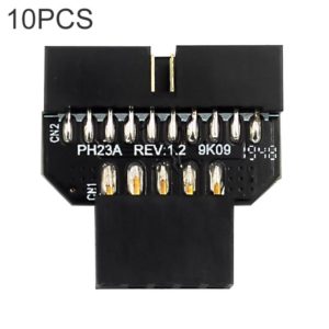 10 PCS Motherboard USB 2.0 9Pin to USB 3.0 19Pin Plug-in Connector Adapter, Model:PH23A (OEM)