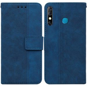 For Tecno Camon 12 / Spark 4 Geometric Embossed Leather Phone Case(Blue) (OEM)