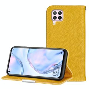 For Huawei P40 Lite Litchi Texture Solid Color Horizontal Flip Leather Case with Bracket & Card Slots & Wallet & Lanyard(Yellow) (OEM)
