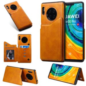 For Huawei Mate30 Pro Solid Color Calf Texture Shockproof Protective Case with Card Slots & Photo Frame(Borwn) (OEM)