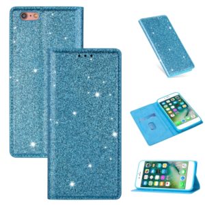 For iPhone 6 Plus Ultrathin Glitter Magnetic Horizontal Flip Leather Case with Holder & Card Slots(Sky Blue) (OEM)