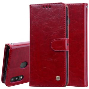 Business Style Oil Wax Texture Horizontal Flip Leather Case for Galaxy M20, with Holder & Card Slots & Wallet (Red) (OEM)