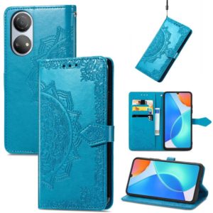 For Honor Play 30 Plus / X7 Mandala Flower Embossed Horizontal Flip Leather Phone Case(Blue) (OEM)