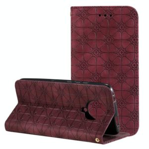For Xiaomi Redmi K30 Pro Lucky Flowers Embossing Pattern Magnetic Horizontal Flip Leather Case with Holder & Card Slots(Wine Red) (OEM)