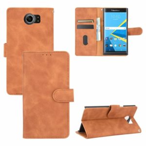 For BlackBerry Priv Solid Color Skin Feel Magnetic Buckle Horizontal Flip Calf Texture PU Leather Case with Holder & Card Slots & Wallet(Brown) (OEM)