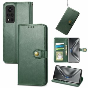 For Honor V40 5G Solid Color Leather Buckle Phone Case with Lanyard & Photo Frame & Card Slot & Wallet & Stand Function(Green) (OEM)