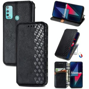 For Wiko Power U30 Cubic Grid Pressed Horizontal Flip Magnetic Leather Case with Holder & Card Slots & Wallet(Black) (OEM)