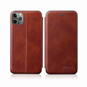 For iPhone 11 Pro Max Integrated Electricity Pressing Retro Texture Magnetic TPU+PU Leather Case with Card Slot & Holder(Brown) (OEM)