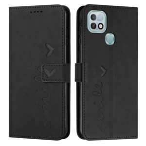 For Infinix Hot 10i Skin Feel Heart Pattern Leather Phone Case(Black) (OEM)