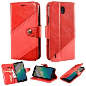 For Nokia C01 Plus Contrast Color Splicing Retro Texture Horizontal Flip PU Leather Case with Card Slots & Holder & Wallet(Red) (OEM)