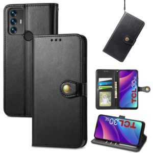For TCL 30 SE Retro Solid Color Buckle Leather Phone Case(Black) (OEM)