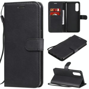 For Oppo Reno3 Pro 4G Solid Color Horizontal Flip Protective Leather Case with Holder & Card Slots & Wallet & Photo Frame & Lanyard(Black) (OEM)