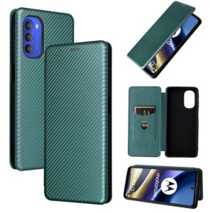 For Motorola Moto G51 5G Carbon Fiber Texture Flip Leather Phone Case(Green) (OEM)