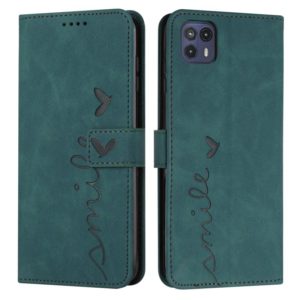 For Motorola Moto G50 5G Skin Feel Heart Pattern Leather Phone Case(Green) (OEM)